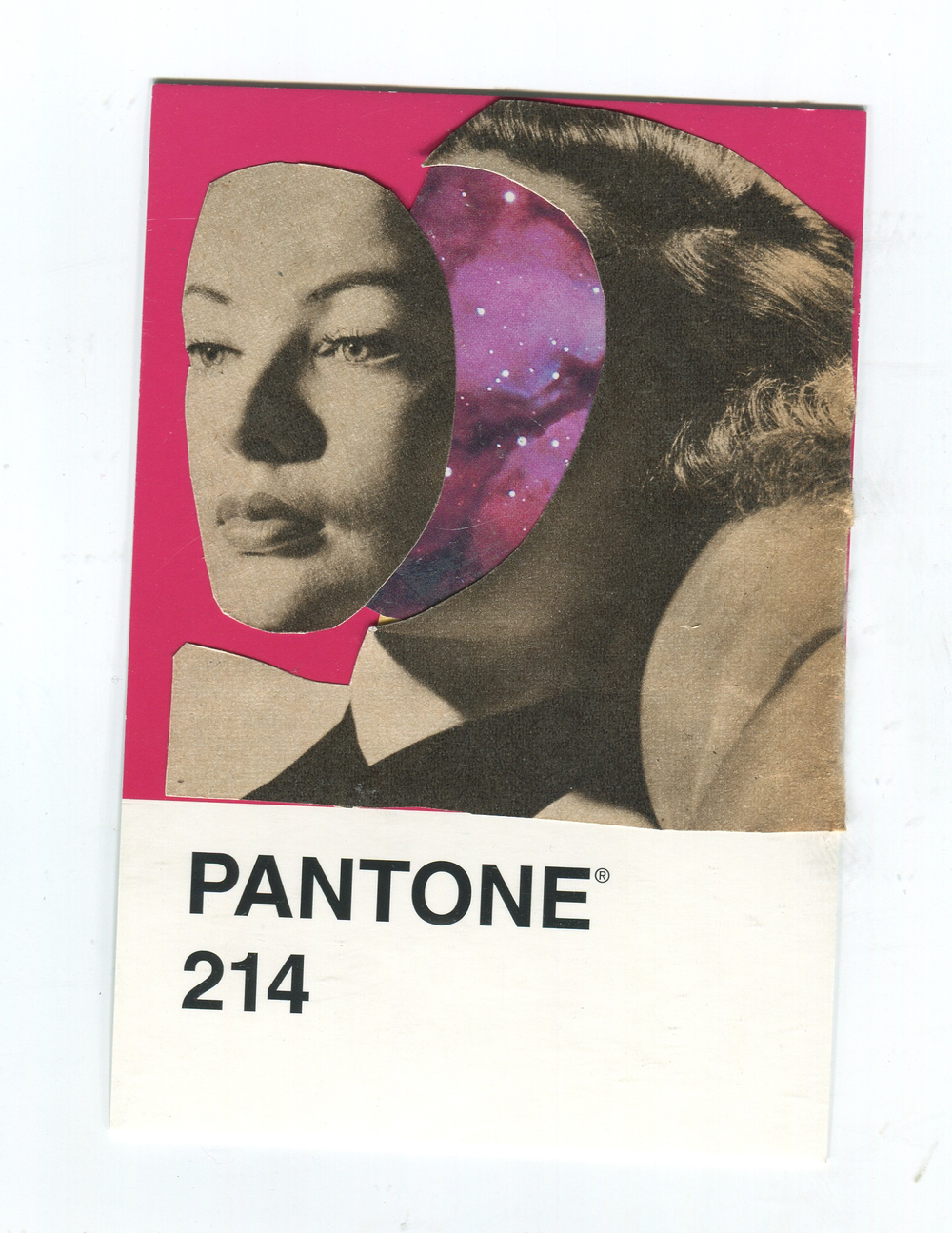 She is universe original collage on pantone card — Art by Maya Land